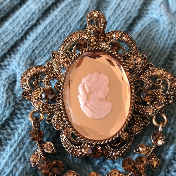 CAMEO Gold Bronze Brown Mirrored Statement Ornate Old World Victorian $89 NEW - Picture 7 of 16